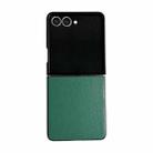 For Samsung Galaxy Z Flip7 5G Morandi Solid Color Leather Texture Phone Case(Green) - 1