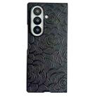 For Samsung Galaxy Z Fold7 5G Impression Camellia Pattern Protective Phone Case(Black) - 1