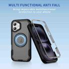 For iPhone 16 Defend Rugged Gear Holder MagSafe Phone Case(Black + Transparent Grey) - 2