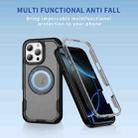 For iPhone 16 Pro Max Defend Rugged Gear Holder MagSafe Phone Case(Black + Transparent Grey) - 2