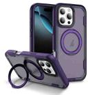For iPhone 16 Pro Max Defend Rugged Gear Holder MagSafe Phone Case(Purple + Dark Purple) - 1