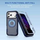 For iPhone 17 Pro Max Defend Rugged Gear Holder MagSafe Phone Case(Blue + Transparent Blue) - 2