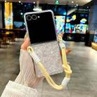 For Samsung Galaxy Z Flip7 5G Pearlescent Shell Texture Side Buckle Phone Case with Rainbow Bracelet(White) - 2