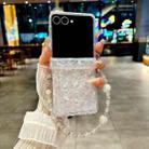 For Samsung Galaxy Z Flip7 5G Three Parts Pearlescent Shell Texture Phone Case with Bracelet(White) - 2