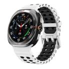 For Samsung Galaxy Watch Ultra / Ultra 2025 Ocean Two Color Dual-Row Hole Silver Buckle Silicone Watch Band(White Black) - 1