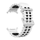 For Samsung Galaxy Watch Ultra / Ultra 2025 Ocean Two Color Dual-Row Hole Silver Buckle Silicone Watch Band(White Black) - 3
