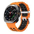 For Samsung Galaxy Watch Ultra / Ultra 2025 Ocean Two Color Dual-Row Hole Silver Buckle Silicone Watch Band(Orange Black) - 1