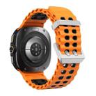 For Samsung Galaxy Watch Ultra / Ultra 2025 Ocean Two Color Dual-Row Hole Silver Buckle Silicone Watch Band(Orange Black) - 2