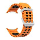 For Samsung Galaxy Watch Ultra / Ultra 2025 Ocean Two Color Dual-Row Hole Silver Buckle Silicone Watch Band(Orange Black) - 3