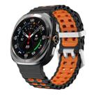For Samsung Galaxy Watch Ultra / Ultra 2025 Ocean Two Color Dual-Row Hole Silver Buckle Silicone Watch Band(Black Orange) - 1