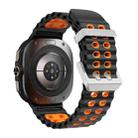 For Samsung Galaxy Watch Ultra / Ultra 2025 Ocean Two Color Dual-Row Hole Silver Buckle Silicone Watch Band(Black Orange) - 2