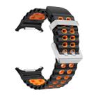 For Samsung Galaxy Watch Ultra / Ultra 2025 Ocean Two Color Dual-Row Hole Silver Buckle Silicone Watch Band(Black Orange) - 3