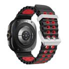 For Samsung Galaxy Watch Ultra / Ultra 2025 Ocean Two Color Dual-Row Hole Silver Buckle Silicone Watch Band(Black Red) - 2