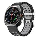 For Samsung Galaxy Watch Ultra / Ultra 2025 Ocean Two Color Dual-Row Hole Silver Buckle Silicone Watch Band(Black Grey) - 1