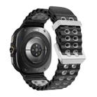 For Samsung Galaxy Watch Ultra / Ultra 2025 Ocean Two Color Dual-Row Hole Silver Buckle Silicone Watch Band(Black Grey) - 2