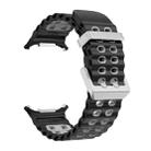 For Samsung Galaxy Watch Ultra / Ultra 2025 Ocean Two Color Dual-Row Hole Silver Buckle Silicone Watch Band(Black Grey) - 3
