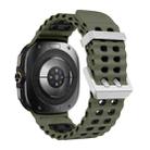For Samsung Galaxy Watch Ultra / Ultra 2025 Ocean Two Color Dual-Row Hole Silver Buckle Silicone Watch Band(Army Green Black) - 2