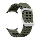 For Samsung Galaxy Watch Ultra / Ultra 2025 Ocean Two Color Dual-Row Hole Silver Buckle Silicone Watch Band(Army Green Black) - 3