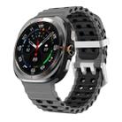 For Samsung Galaxy Watch Ultra / Ultra 2025 Ocean Two Color Dual-Row Hole Silver Buckle Silicone Watch Band(Coal Black) - 1
