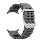 For Samsung Galaxy Watch Ultra / Ultra 2025 Ocean Two Color Dual-Row Hole Silver Buckle Silicone Watch Band(Coal Black) - 3