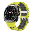 For Samsung Galaxy Watch Ultra / Ultra 2025 Ocean Two Color Dual-Row Hole Silver Buckle Silicone Watch Band(Lime Gray) - 1