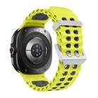 For Samsung Galaxy Watch Ultra / Ultra 2025 Ocean Two Color Dual-Row Hole Silver Buckle Silicone Watch Band(Lime Gray) - 2