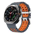 For Samsung Galaxy Watch Ultra / Ultra 2025 Ocean Two Color Dual-Row Hole Silver Buckle Silicone Watch Band(Space Gray Orange) - 1
