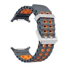 For Samsung Galaxy Watch Ultra / Ultra 2025 Ocean Two Color Dual-Row Hole Silver Buckle Silicone Watch Band(Space Gray Orange) - 3