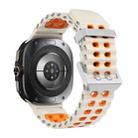 For Samsung Galaxy Watch Ultra / Ultra 2025 Ocean Two Color Dual-Row Hole Silver Buckle Silicone Watch Band(Starlight Orange) - 2