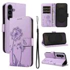 For Samsung Galaxy S25 FE 5G Dandelion Embossed Pattern Flip Leather Phone Case(Purple) - 1