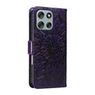 For Motorola Moto G56 5G Embossed Sunflower Pattern Flip Leather Phone Case(Purple) - 3