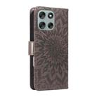 For Motorola Moto G56 5G Embossed Sunflower Pattern Flip Leather Phone Case(Grey) - 3