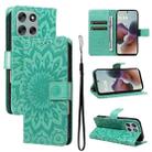 For Motorola Moto G56 5G Embossed Sunflower Pattern Flip Leather Phone Case(Green) - 1