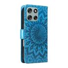 For Motorola Moto G56 5G Embossed Sunflower Pattern Flip Leather Phone Case(Blue) - 3