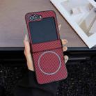 For Samsung Galaxy Z Flip6 Three Parts Carbon Fiber Texture MagSafe Phone Case(Red) - 1