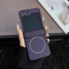 For Samsung Galaxy Z Flip6 Three Parts Carbon Fiber Texture MagSafe Phone Case(Purple) - 1