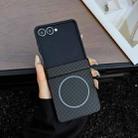For Samsung Galaxy Z Flip7 Three Parts Carbon Fiber Texture MagSafe Phone Case(Black) - 1