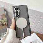 For Samsung Galaxy Z Fold7 Folding Shaft Magsafe Plain Leather Phone Case(Grey) - 3