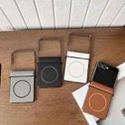 For Samsung Galaxy Z Flip7 Folding Shaft Magsafe Plain Leather Phone Case(Black) - 2