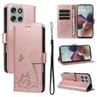 For Motorola Moto G56 5G Adorable Cat Embossed Pattern Flip Leather Phone Case(Rose Gold) - 1