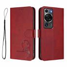 For Huawei P60 / P60 Pro Litter Panda Embossing RFID Leather Phone Case with Lanyard(Wine Red) - 2