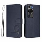 For Huawei P60 / P60 Pro Litter Panda Embossing RFID Leather Phone Case with Lanyard(Blue) - 2