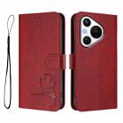 For Huawei Pura 70 Litter Panda Embossing RFID Leather Phone Case with Lanyard(Wine Red) - 2