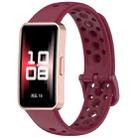 For Huawei Band 10 / 9 / 8 xDfind Hole Style Breathable Silicone Watch Band(Wine Red) - 1