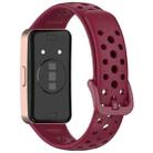 For Huawei Band 10 / 9 / 8 xDfind Hole Style Breathable Silicone Watch Band(Wine Red) - 2