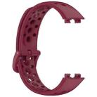 For Huawei Band 10 / 9 / 8 xDfind Hole Style Breathable Silicone Watch Band(Wine Red) - 3