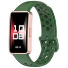For Huawei Band 10 / 9 / 8 xDfind Hole Style Breathable Silicone Watch Band(Dark Green) - 1