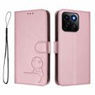 For Honor 200 Smart 5G / X7c 4G Litter Panda Embossing RFID Leather Phone Case with Lanyard(Pink) - 2