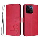 For Honor 200 Smart 5G / X7c 4G Litter Panda Embossing RFID Leather Phone Case with Lanyard(Rose Red) - 2