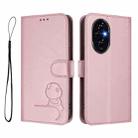 For Honor 200 Pro Litter Panda Embossing RFID Leather Phone Case with Lanyard(Pink) - 2